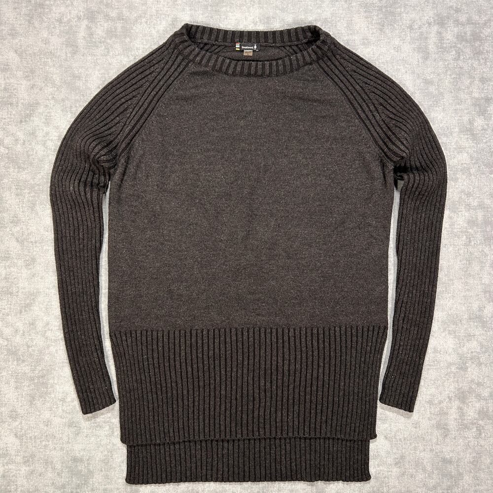 Smartwool Merino Wool Blend Crewneck Sweater Womens L Rib Knit Black Large